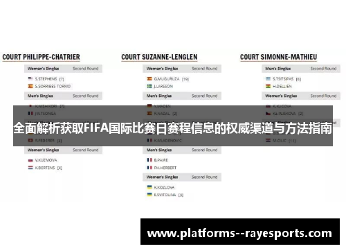 全面解析获取FIFA国际比赛日赛程信息的权威渠道与方法指南